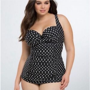 TORRID 3X Skull Dot Push-up Tankini Swim